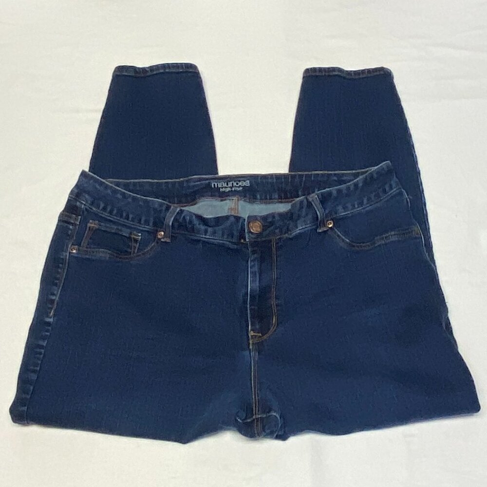 Maurices High Rise Skinny Stretch Jeans Jeggings 22W Short Medium Wash Denim - Picture 7 of 12
